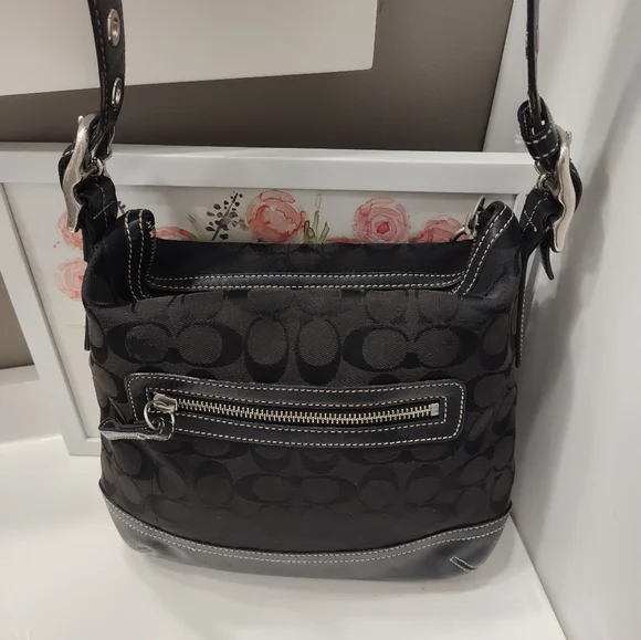 Vintage Y2K Coach Hailey #9362 Signature Monogram Canvas & Leather Crossbody Bag - Picture 14 of 16